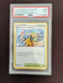 Pokemon Champions Festival 2022 SWSH296 Promo PSA 9 - Image 1