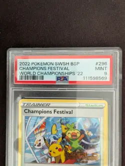 Pokemon Champions Festival 2022 SWSH296 Promo PSA 9 - Image 3