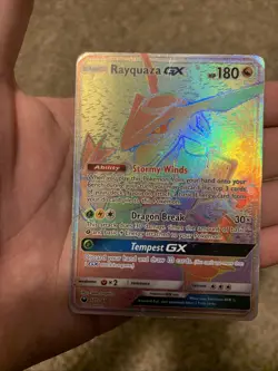 Rayquaza GX Rainbow Secret Rare Celestial Storm Card 177/168 HP - Image 1