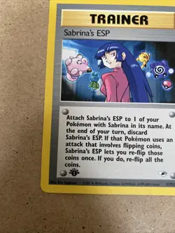 1st Edition Sabrina’s ESP 117/132 Uncommon Gym Heroes Pokemon Card - Image 5