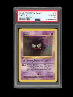 Pokemon PSA 10 GEM MINT Gastly 1st Edition Base Set Shadowless 1999 Card 50/102 - Image 1