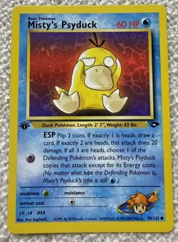 Pokemon TCG - Near Mint 1st Edition Misty's Psyduck 90/132 Gym Challenge - Image 1