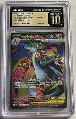 CGC Pristine 10 Mega Charizard X ex 109/094 Full Art Pokemon Phantasmal Flames - Image 1