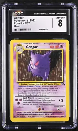CGC 8 Gengar 1999 Fossil 5/62 Holo Graded Pokemon Card - Image 1