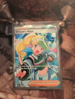 Pokemon TCG: Destined Rivals Emcee's Hype 220/182- SV10 Ultra Rare Holo Card NM - Image 1