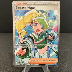 Emcee's Hype 220/182 Sv10: Destined Rivals Full Art Ultra Rare Holo Pokemon Card - Image 1