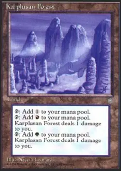 Moderate Play, English MTG Regular Karplusan Forest Ice Age Magic the Gathering - Image 1