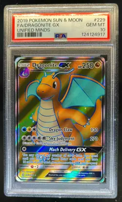 2019 Pokemon Sun & Moon Unified Minds Dragonite #229/236 PSA 10 - Image 1