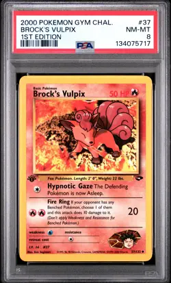 2000 Pokemon Gym Challenge #37 Brock's Vulpix 1st Edition PSA 8 NM-MT - Image 1