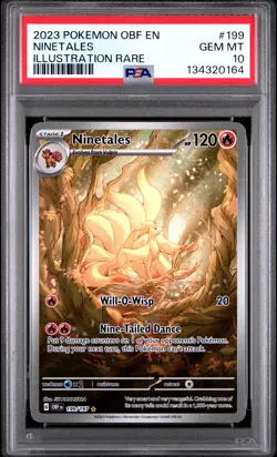 2023 POKEMON OBF EN-OBSIDIAN FLAMES ILLUSTRATION RARE #199 NINETALES PSA 10 - Image 1