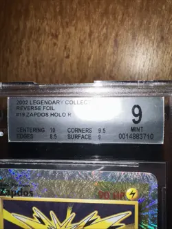 Pokemon 2002 Zapdos 19/110 Reverse Foil Legendary Collection BECKETT 9 - Image 2