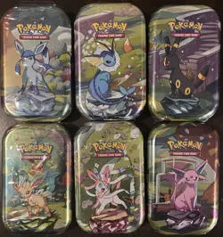 Pokemon TCG Scarlet & Violet Prismatic Evolutions Sealed Mini Tin Lot of 6 New - Image 1