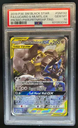 2016-19 Pokemon SM Black Star Promos Lucario & Melmetal #SM192 PSA 10 - Image 1
