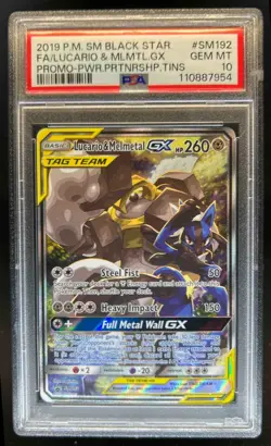2016-19 Pokemon SM Black Star Promos Lucario & Melmetal #SM192 PSA 10 - Image 1