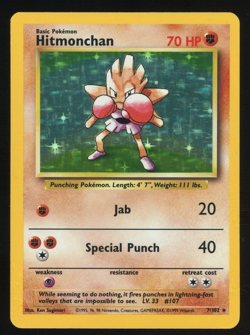 Pokemon Card TCG Base Set 1999 Hitmonchan 7/102 Holo Rare - NM - Image 1