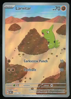 Pokemon TCG Larvitar Holo Illustration Rare Full Art Obsidian Flames 203/197 NM - Image 1