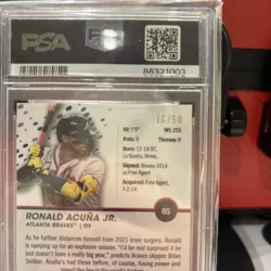 2023 Topps Pristine - Ronald Acuna Jr. #85 Gold Refractor /50 PSA 10 - Image 3