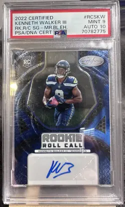 2022 Certified -RK Roll Call Signatures Kenneth Walker III #RCS-KW /20. PSA 9/10 - Image 1