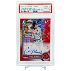 2022 Bowman Chrome Draft Chase Meidroth 1st Bowman RED WAVE AUTO /5 PSA 10 - Image 1