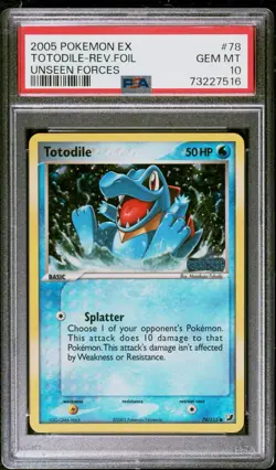Pokemon Totodile EX Unseen Forces Reverse Holo #78 PSA 10 Gem Mint - Image 1