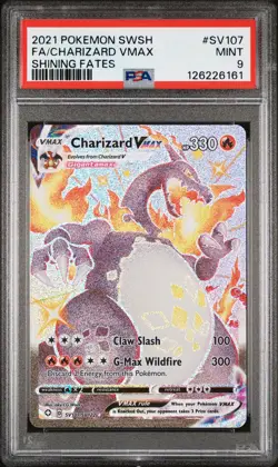 2021 POKEMON SWORD & SHIELD SHINING FATES #SV107 FULL ART/CHARIZARD VMAX PSA 9 - Image 1