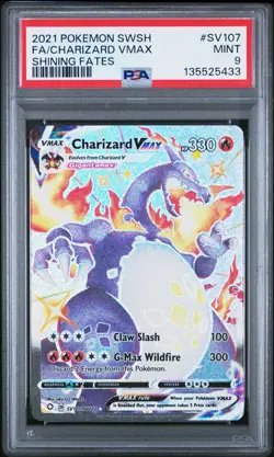 2021 POKEMON SWORD & SHIELD SHINING FATES #SV107 FULL ART/CHARIZARD VMAX PSA 9 - Image 1