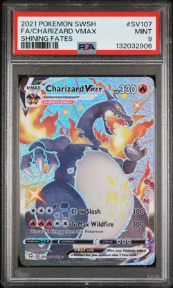 2021 POKEMON SWORD & SHIELD SHINING FATES #SV107 FULL ART/CHARIZARD VMAX PSA 9 - Image 1