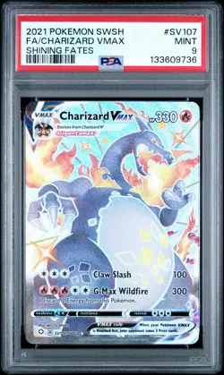 2021 POKEMON SWORD & SHIELD SHINING FATES #SV107 FULL ART/CHARIZARD VMAX PSA 9 - Image 1
