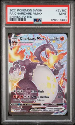2021 POKEMON SWORD & SHIELD SHINING FATES #SV107 FULL ART/CHARIZARD VMAX PSA 9 - Image 1