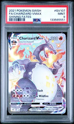 2021 POKEMON SWORD & SHIELD SHINING FATES #SV107 FULL ART/CHARIZARD VMAX PSA 9 - Image 1