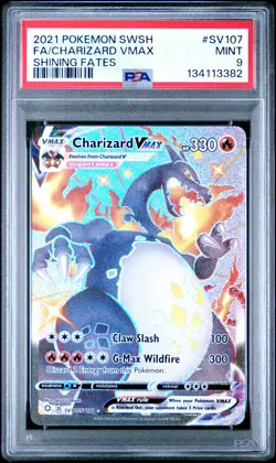 2021 POKEMON SWORD & SHIELD SHINING FATES #SV107 FULL ART/CHARIZARD VMAX PSA 9 - Image 1