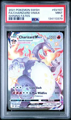2021 POKEMON SWORD & SHIELD SHINING FATES #SV107 FULL ART/CHARIZARD VMAX PSA 9 - Image 1