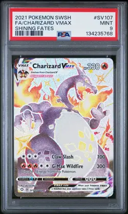 2021 POKEMON SWORD & SHIELD SHINING FATES #SV107 FULL ART/CHARIZARD VMAX PSA 9 - Image 1
