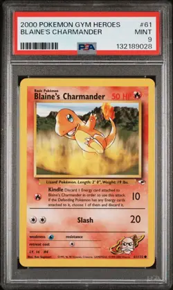 PSA 9 - Blaine's Charmander - #61 - Gym Heroes - Pokemon Card - Image 1