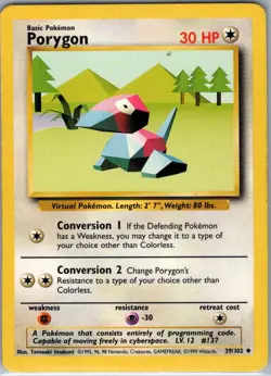 Porygon 39/102 Non Holo Base Set - Pokemon Card - LP - Image 1