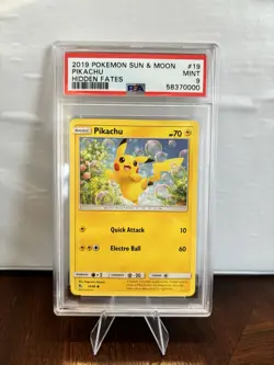 PSA 9 Pikachu (19/68) Sun & Moon Hidden Fates. Pokemon TCG Graded Card - Image 1