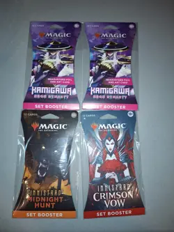 Magic The Gathering Kamigawa Midnight Hunt Crimson Vow Sleeved Set 4 Pack Lot 195166103341 - Image 1