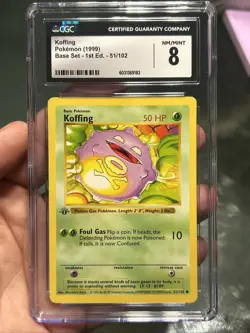 Pokemon 1999 1st Edition Shadowless Koffing CGC 8 NM/Mint - Image 1