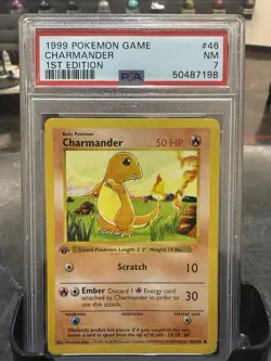 Pokemon Charmander 1st Edition Shadowless Base Set PSA 7 - Image 1
