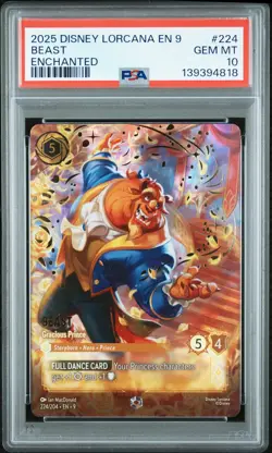 2025 DISNEY LORCANA EN 9-FABLED ENCHANTED #224 BEAST GRACIOUS PRINCE PSA 10 - Image 1