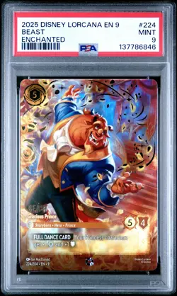 2025 DISNEY LORCANA EN 9-FABLED ENCHANTED #224 BEAST - GRACIOUS PRINCE PSA 9 - Image 1
