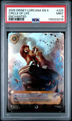 2025 DISNEY LORCANA EN 9-FABLED ENCHANTED #225 CIRCLE OF LIFE PSA 9 - Image 1
