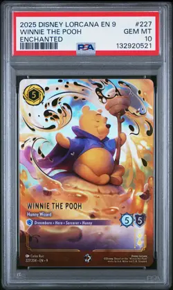 2025 DISNEY LORCANA EN 9-FABLED ENCHANTED WINNIE THE POOH - HUNNY WIZARD PSA 10 - Image 1
