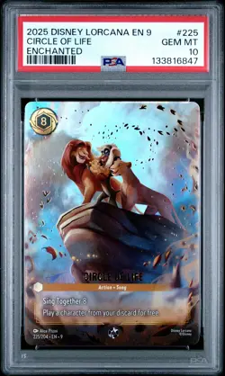 2025 DISNEY LORCANA EN 9-FABLED ENCHANTED #225 CIRCLE OF LIFE PSA 10 - Image 1