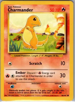 Charmander 46/102 Non Holo Base Set - Pokemon Card - NM - Image 1