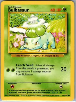 Bulbasaur 44/102 Non Holo Base Set - Pokemon Card - LP - Image 1