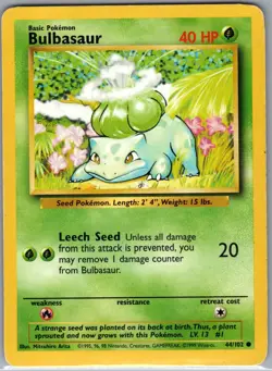 Bulbasaur 44/102 Non Holo Base Set - Pokemon Card - LP - Image 1