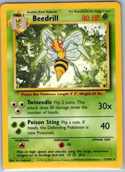 Beedrill 17/102 Non Holo Base Set - Pokemon Card - LP - Image 1