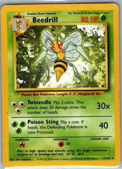 Beedrill 17/102 Non Holo Base Set - Pokemon Card - LP - Image 1