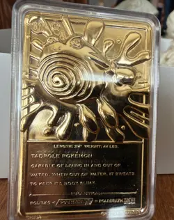 Pokemon Nintendo 1999 24kGold Plated Metal #61 Poliwhirl Trading Card Only - Image 4